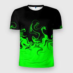 Мужская спорт-футболка Абстрактный зеленый огонь