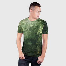 Футболка спортивная мужская Зеленый камуфляж с эффектом старины, цвет: 3D-принт — фото 2
