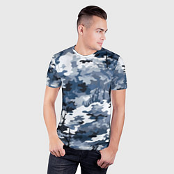 Футболка спортивная мужская Камуфляж серо синий, цвет: 3D-принт — фото 2