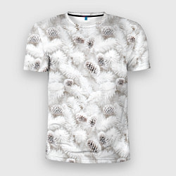 Мужская спорт-футболка Ёлка с шишками в рождественский мороз