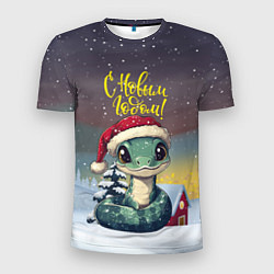 Футболка спортивная мужская С новым 2025 годом змейка, цвет: 3D-принт