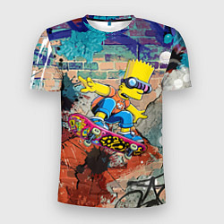 Футболка спортивная мужская Bart Simpson on a skateboard - graffiti, цвет: 3D-принт