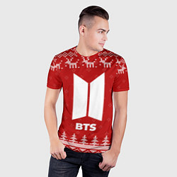 Футболка спортивная мужская Новогодний BTS с оленями, цвет: 3D-принт — фото 2