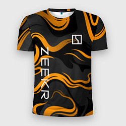 Мужская спорт-футболка Zeekr - оранжевые волны
