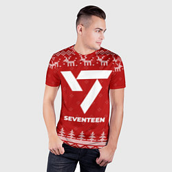 Футболка спортивная мужская Новогодний Seventeen с оленями, цвет: 3D-принт — фото 2