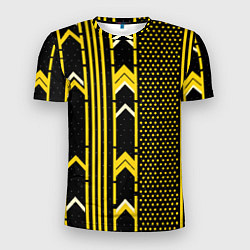 Футболка спортивная мужская Жёлтые обои на чёрном фоне, цвет: 3D-принт
