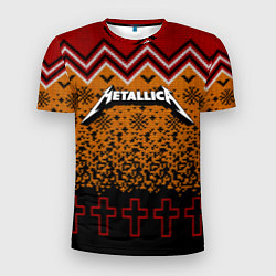 Футболка спортивная мужская Metallica christmas ugly sweater, цвет: 3D-принт