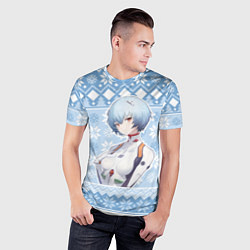 Футболка спортивная мужская Rei christmas sweater Evangelion, цвет: 3D-принт — фото 2