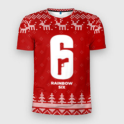 Футболка спортивная мужская Новогодний Rainbow Six с оленями, цвет: 3D-принт