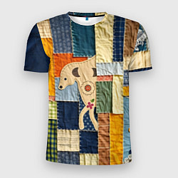 Мужская спорт-футболка Пэчворк с собакой