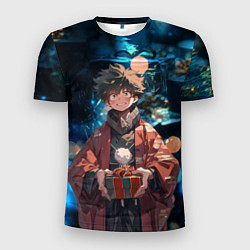 Футболка спортивная мужская Новогодний Мидория - Моя геройская академия, цвет: 3D-принт