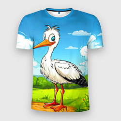 Футболка спортивная мужская Аист в поле, цвет: 3D-принт