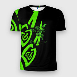 Футболка спортивная мужская Razer лого лес, цвет: 3D-принт