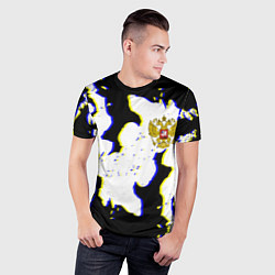 Футболка спортивная мужская Россия герб глитч, цвет: 3D-принт — фото 2