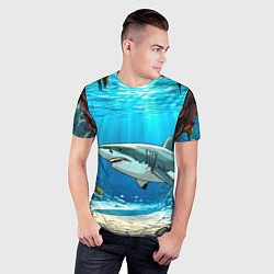 Футболка спортивная мужская Акула в океане, цвет: 3D-принт — фото 2