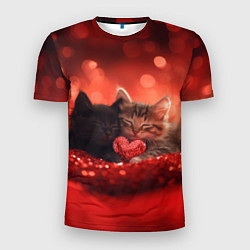 Мужская спорт-футболка Влюбленные котята с сердечком