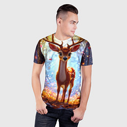 Футболка спортивная мужская Олень в искристом лесу, цвет: 3D-принт — фото 2