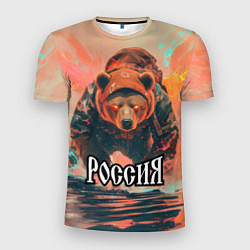 Футболка спортивная мужская Россия - медведь, цвет: 3D-принт