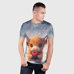 Футболка спортивная мужская Влюблённый теленок, цвет: 3D-принт — фото 2