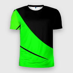 Мужская спорт-футболка Чёрный с зелёным двуцветный