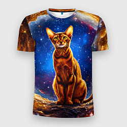 Футболка спортивная мужская Абиссинская кошка в космосе, цвет: 3D-принт