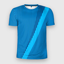 Мужская спорт-футболка Сине-голубой с широкой полосой