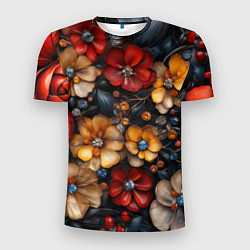 Мужская спорт-футболка Объемные бутоны цветов