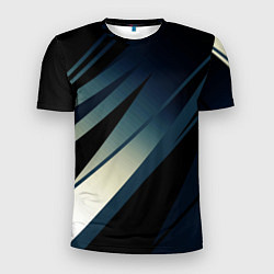 Мужская спорт-футболка Чёрно-синий абстрактный с полосами