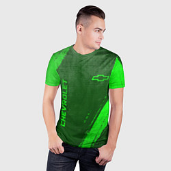 Футболка спортивная мужская Chevrolet - green gradient вертикально, цвет: 3D-принт — фото 2