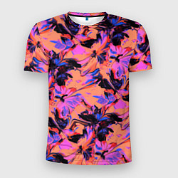 Мужская спорт-футболка Абстрактные цветы - текучая краска