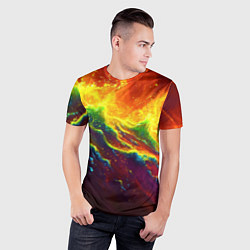Футболка спортивная мужская Абстрактные волны с огнем, цвет: 3D-принт — фото 2