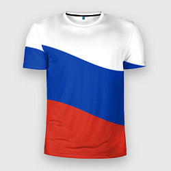 Мужская спорт-футболка Флаг России волной