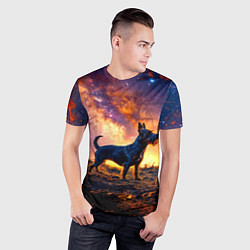 Футболка спортивная мужская Скотч-терьер в космосе, цвет: 3D-принт — фото 2