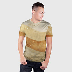 Футболка спортивная мужская Бежево-золотые полосы с блестками, цвет: 3D-принт — фото 2