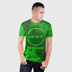 Футболка спортивная мужская Nissan - green gradient, цвет: 3D-принт — фото 2