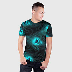 Футболка спортивная мужская Светящиеся перья павлина паттерн, цвет: 3D-принт — фото 2