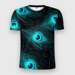 Мужская спорт-футболка Светящиеся перья павлина паттерн