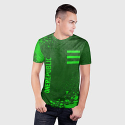 Футболка спортивная мужская OneRepublic - green gradient вертикально, цвет: 3D-принт — фото 2