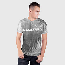 Футболка спортивная мужская Subaru - grey gradient посередине, цвет: 3D-принт — фото 2