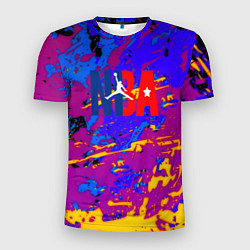 Футболка спортивная мужская NBA краски неон, цвет: 3D-принт