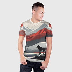 Футболка спортивная мужская Лиса и красные горы, цвет: 3D-принт — фото 2