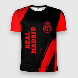 Футболка спортивная мужская Real Madrid - red gradient вертикально, цвет: 3D-принт