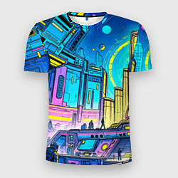 Мужская спорт-футболка Космический город