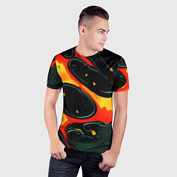 Футболка спортивная мужская Оранжевые разломы текстура, цвет: 3D-принт — фото 2