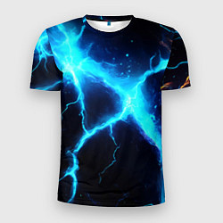 Мужская спорт-футболка Голубой разлом из молний