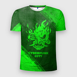 Футболка спортивная мужская Cyberpunk 2077 - green gradient, цвет: 3D-принт
