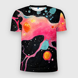 Мужская спорт-футболка Розовая текстура в черном