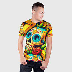 Футболка спортивная мужская Colorfull skulls and bananas - pop art pattern, цвет: 3D-принт — фото 2