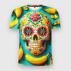 Футболка спортивная мужская Череп и бананы - летняя композиция, цвет: 3D-принт