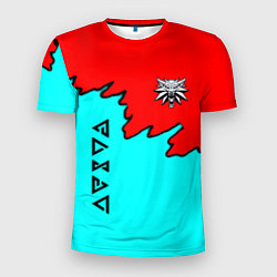 Мужская спорт-футболка Ведьмак краски логотип